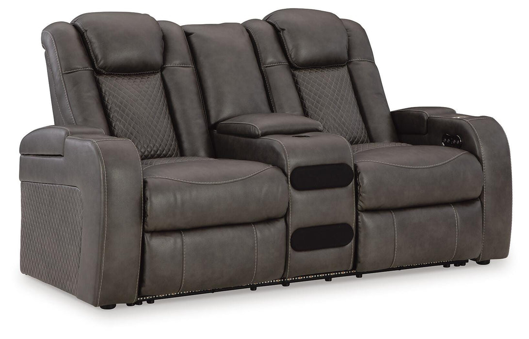 Fyne-Dyme Power Reclining Loveseat with Console - Valley Furniture (Rohnert Park, CA)