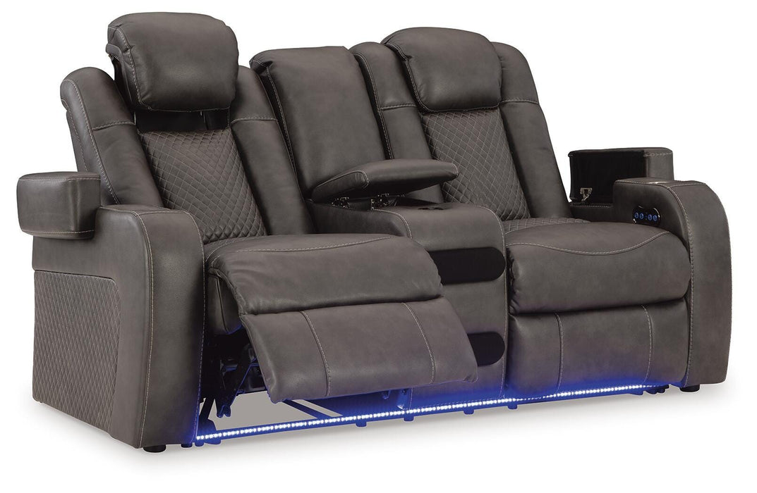 Fyne-Dyme Power Reclining Loveseat with Console - Valley Furniture (Rohnert Park, CA)