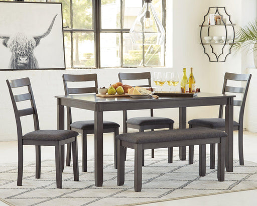 Bridson Dining Table and Chairs with Bench (Set of 6) - Valley Furniture (Rohnert Park, CA)