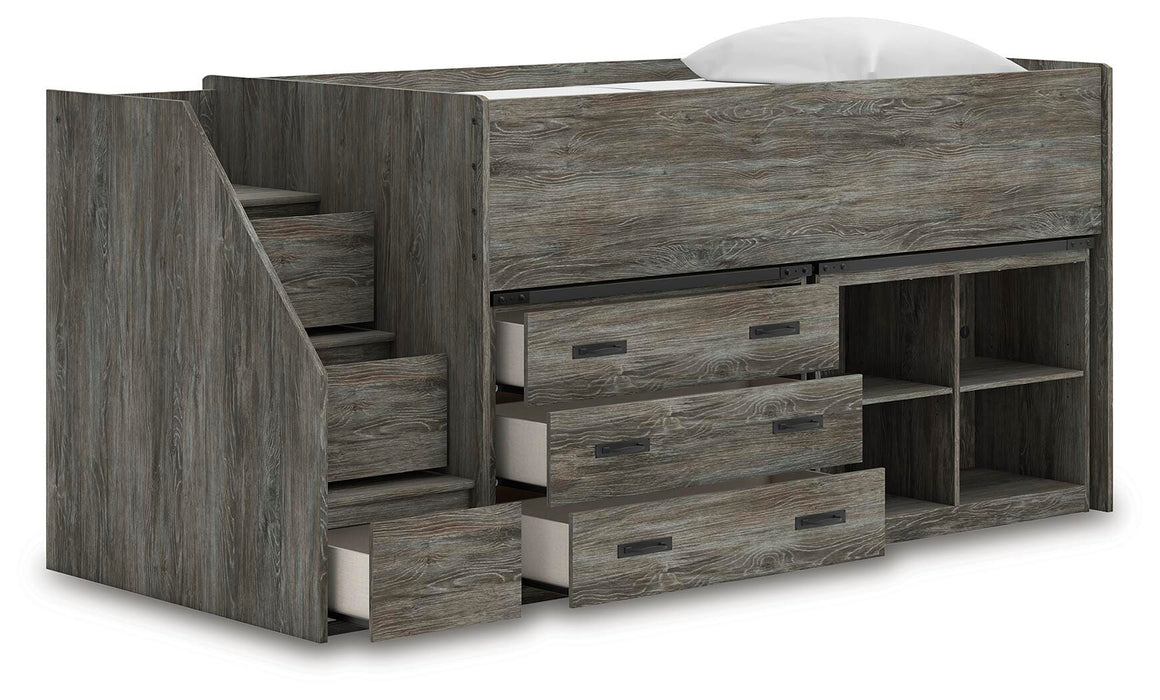 Frandern Loft Bed with Bookcase and Drawer Storage - Valley Furniture (Rohnert Park, CA)