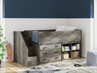 Frandern Loft Bed with Bookcase and Drawer Storage - Valley Furniture (Rohnert Park, CA)
