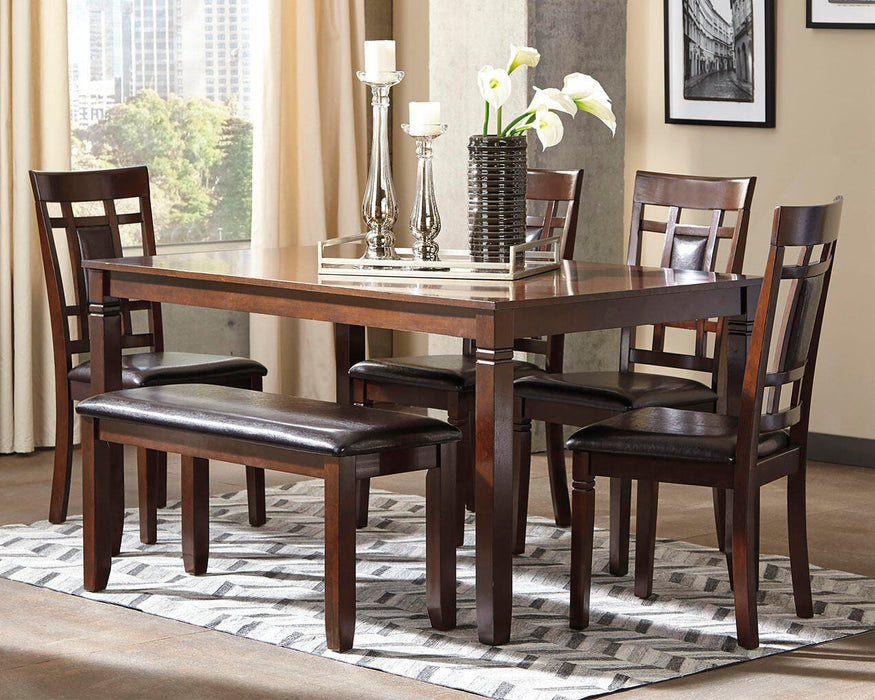 Bennox Dining Table and Chairs with Bench (Set of 6) - Valley Furniture (Rohnert Park, CA)