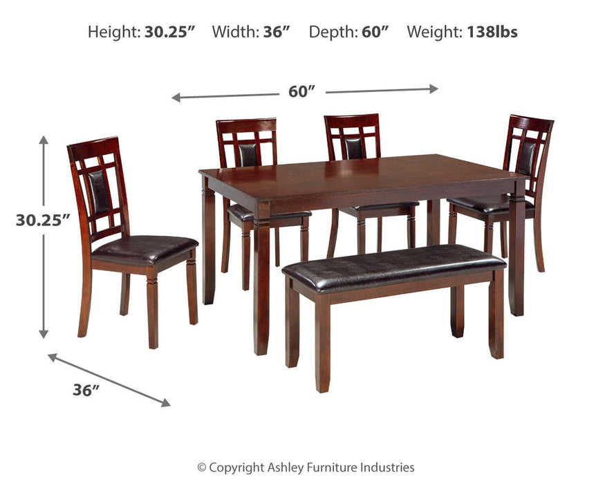 Bennox Dining Table and Chairs with Bench (Set of 6) - Valley Furniture (Rohnert Park, CA)