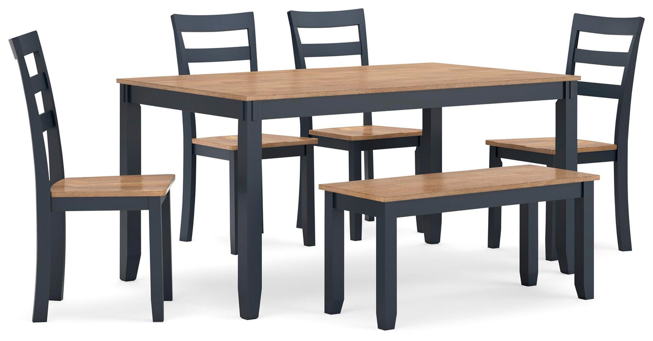Gesthaven Dining Table with 4 Chairs and Bench (Set of 6) - Valley Furniture (Rohnert Park, CA)