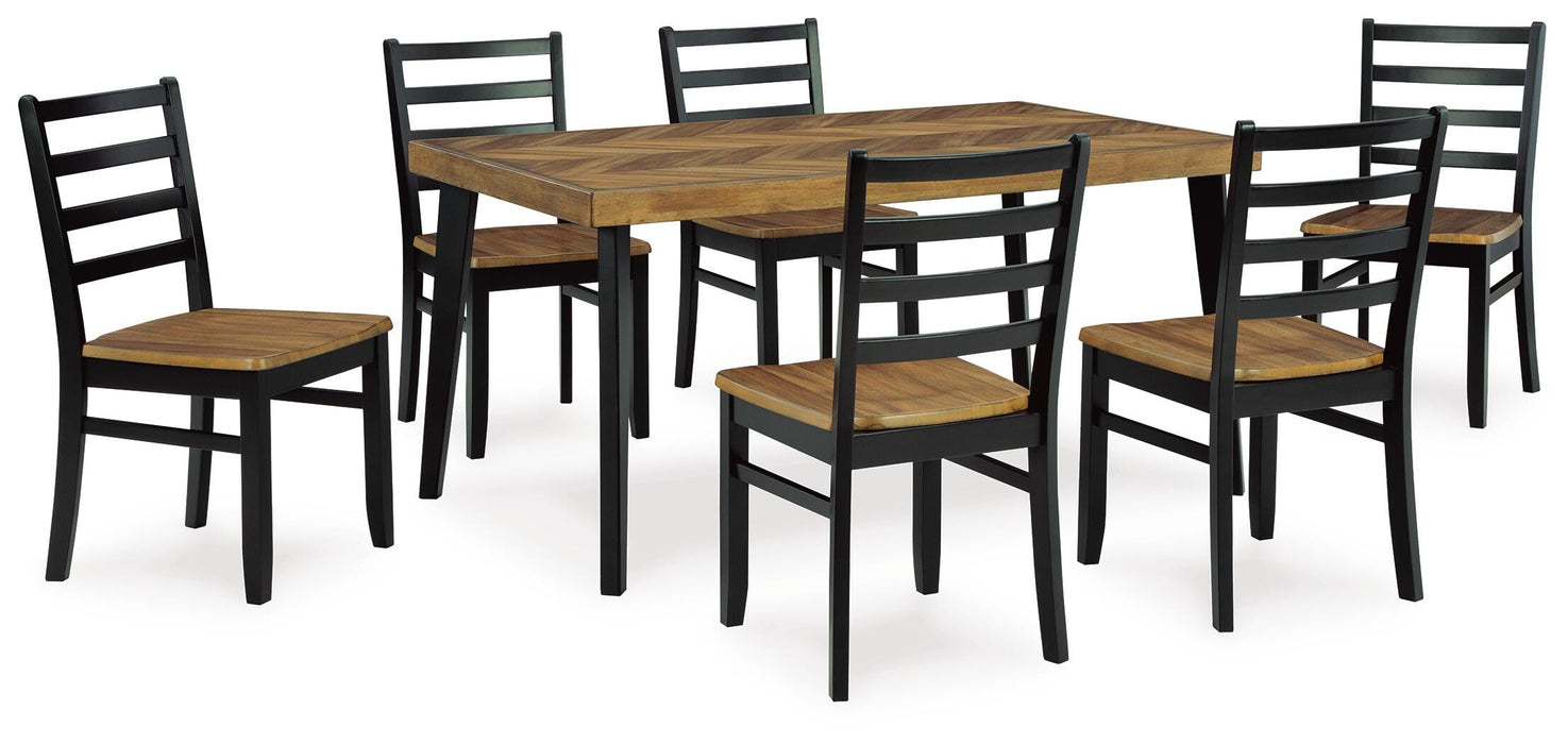 Blondon Dining Table and 6 Chairs (Set of 7) - Valley Furniture (Rohnert Park, CA)