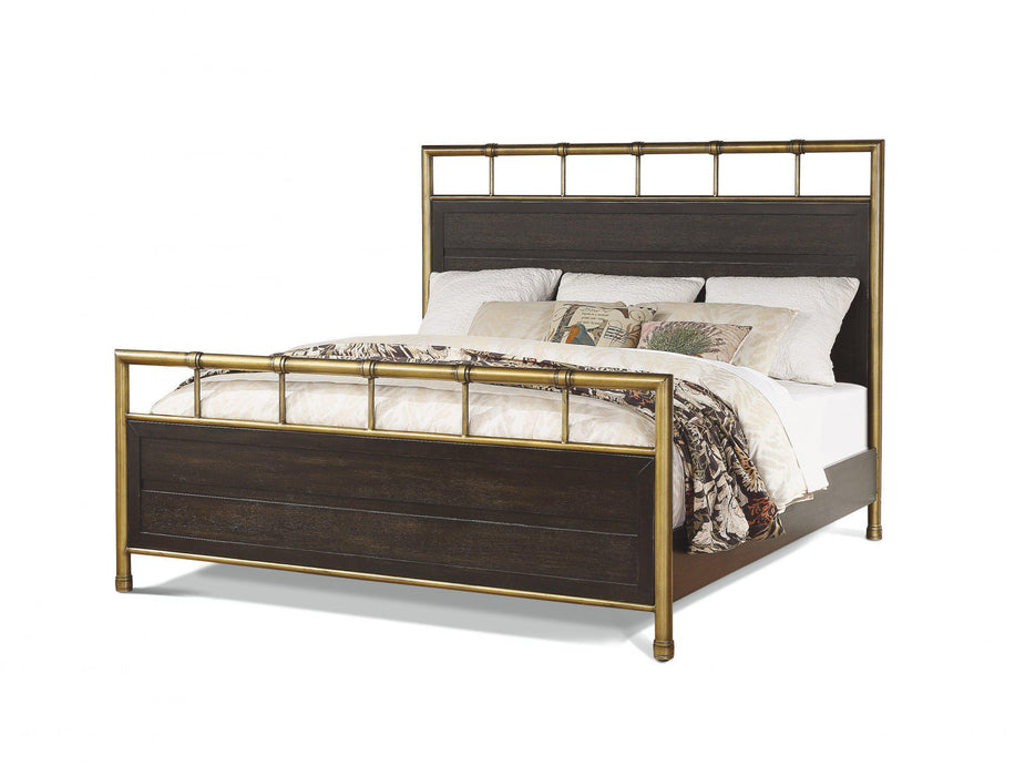 Flexsteel Wynwood Cologne Queen Metal Panel Bed in Dark Brown image