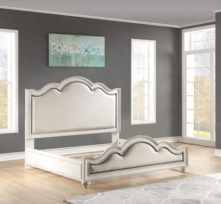 Flexsteel Wynwood Harmony Queen Upholstered Panel Bed in White Wood