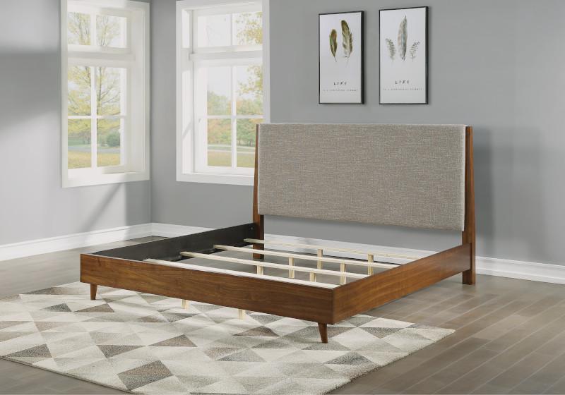 Flexsteel Wynwood Ludwig Upholstered King Platform Bed in Medium Brown