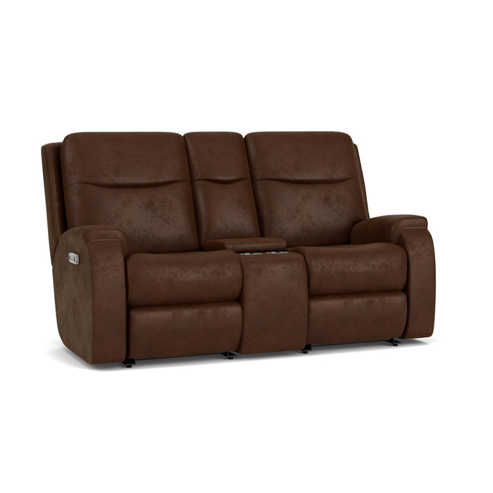 Penn 2860-601L Power Reclining Loveseat with Console & Power Headrests & Lumbar