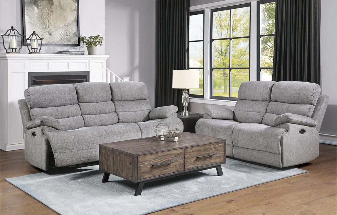 Homelegance Furniture Sherbrook Double Reclining Sofa in Gray