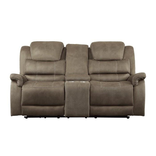 Homelegance Furniture Shola Power Double Reclining Loveseat in Chocolate image
