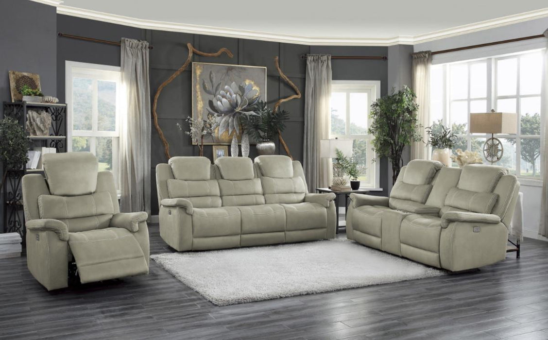 Homelegance Furniture Shola Power Double Reclining Loveseat in Gray