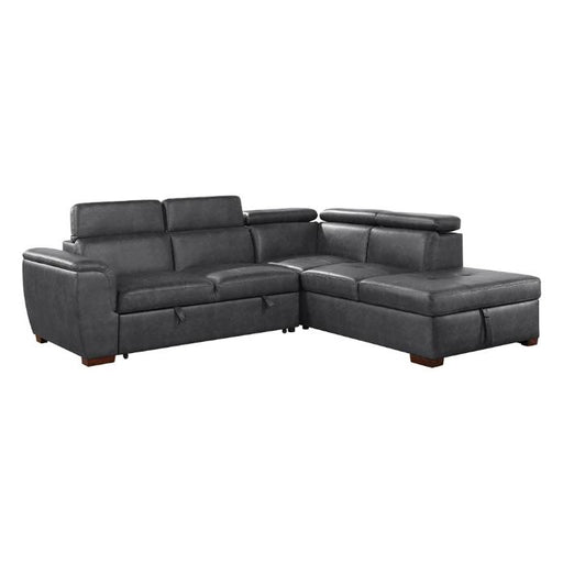 8567GY*SC - (2)2-Piece Sectional with Pull-out Bed and Right Chaise with Hidden Storage, Adjustable Headrests image
