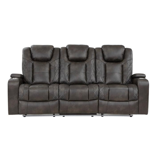 9211BRG-3PWH - Power Double Reclining Sofa with Center Drop-Down Cup Holders, Power Headrests, Storage Arms and Cup holders image