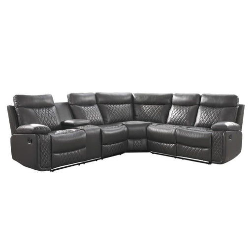 9599GRY*SC - (3)3-Piece Reclining Sectional with Left Console image