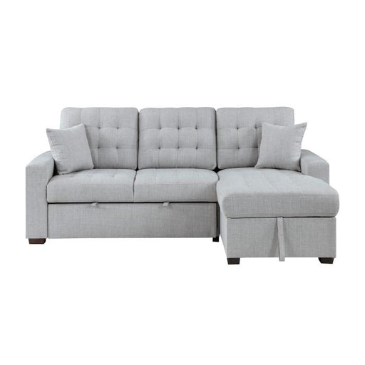 9916GY*2LLRC - (2)2-Piece Sectional with Pull-out Bed and Right Chaise with Hidden Storage image