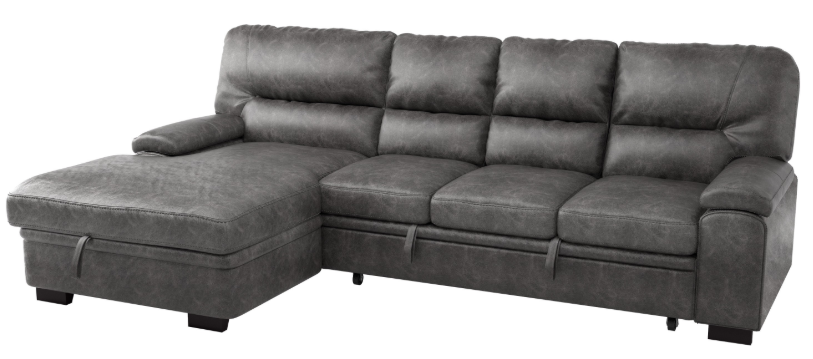 Michigan Sectional with Pull Out Bed and Left Chaise in Dark Gray 9407DG2LC3R