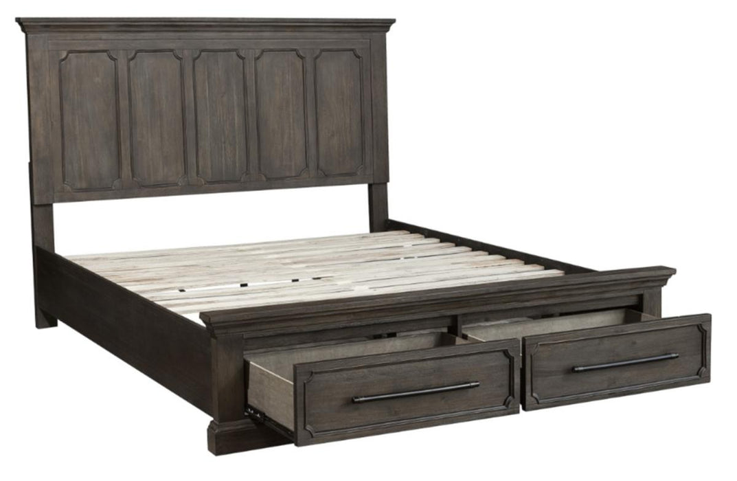 Taulon King Platform Bed with Footboard Storage in Dark Oak 5438K-1EK