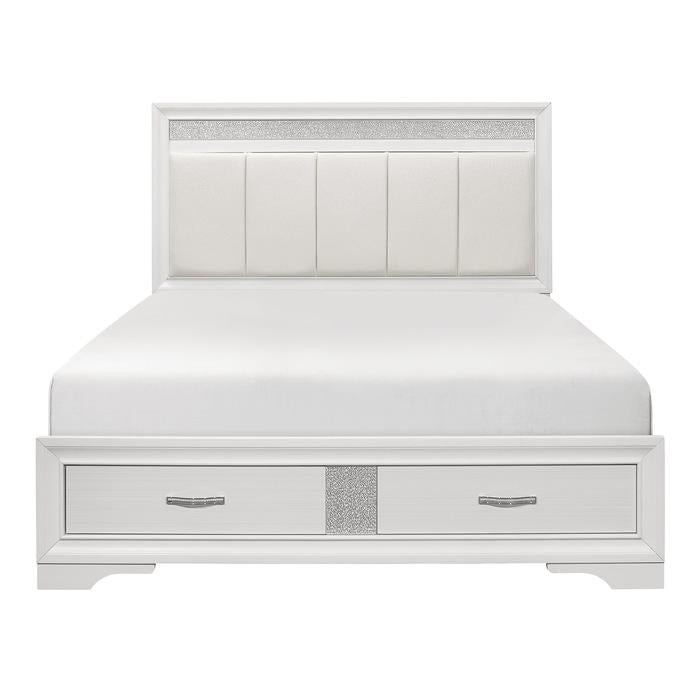 Luster (3) California King Platform Bed with Footboard Storage