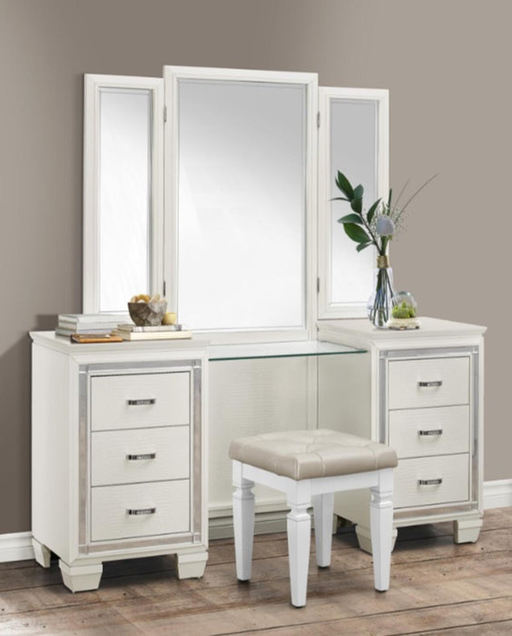 Allura Vanity Dresser with Mirror in White 1916W-15