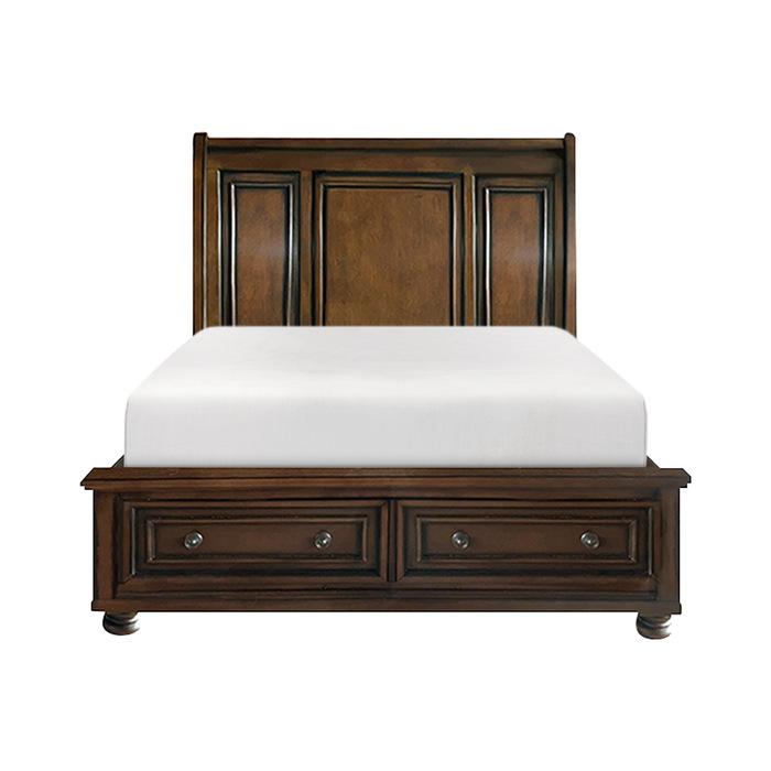 Cumberland King Sleigh Platform Bed with Footboard Storage in Brown Cherry 2159K-1EK