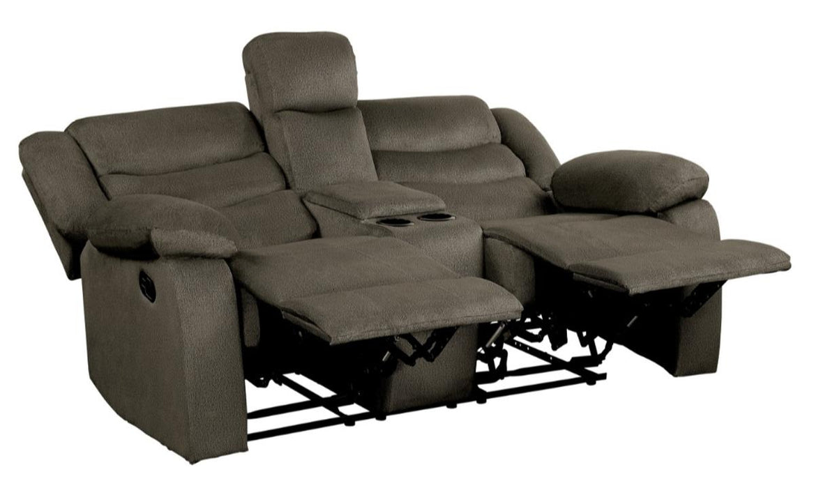 Discus Double Reclining Loveseat in Brown 9526BR-2