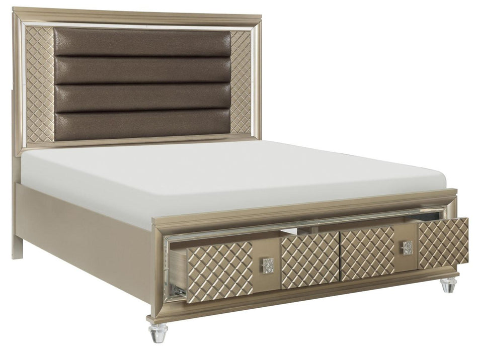 Loudon King Platform with Storage Bed in Champagne Metallic 1515K-1EK