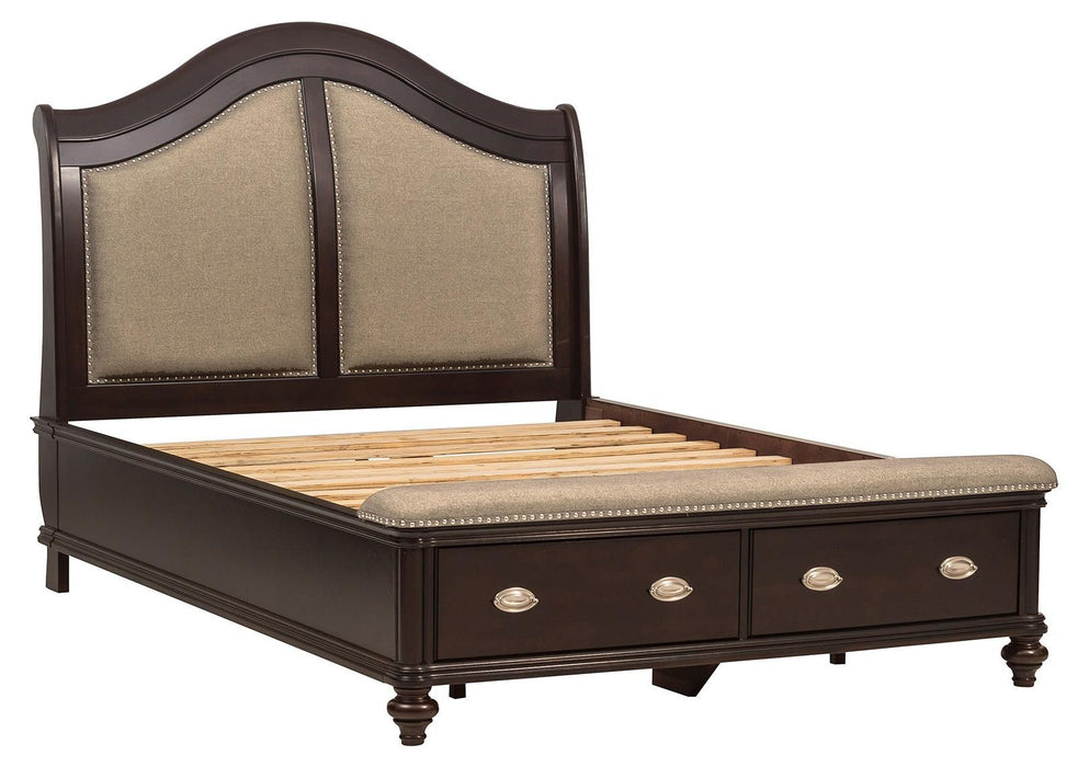 Marston Queen Sleigh Storage Bed in Dark Cherry 2615DC-1