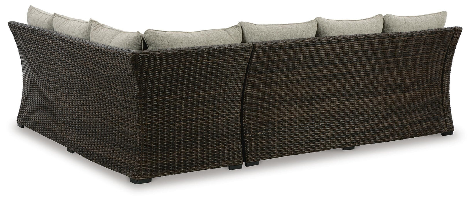 Brook Ranch Outdoor Sofa Sectional/Bench with Cushion (Set of 3) - Valley Furniture (Rohnert Park, CA)