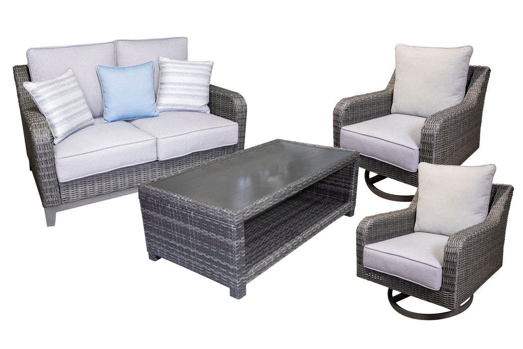 Elite Park Outdoor Loveseat, Lounge Chairs and Cocktail Table - Valley Furniture (Rohnert Park, CA)
