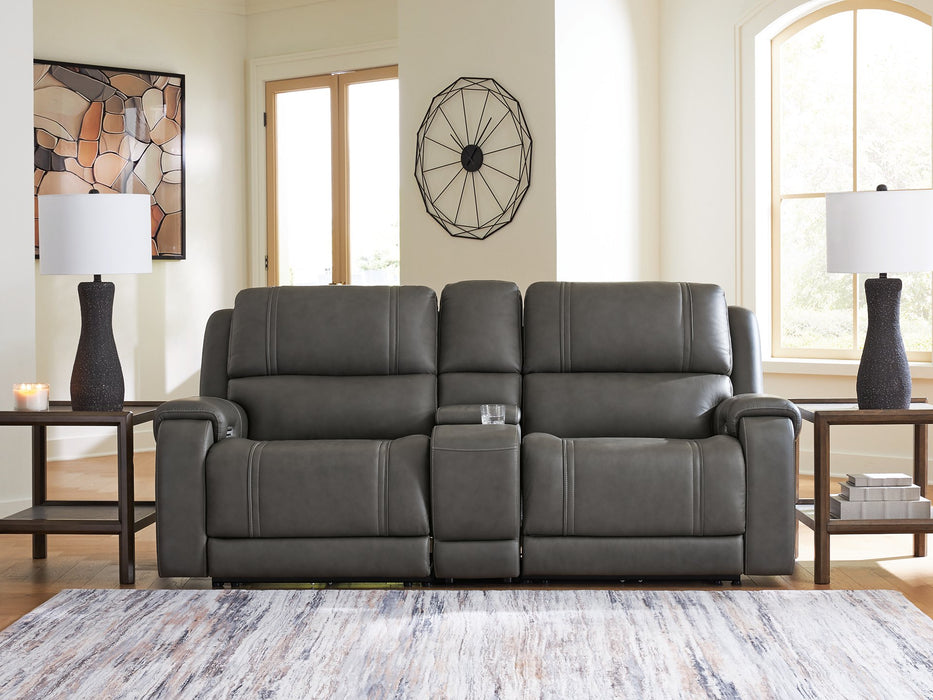5Z - Pittson Power Reclining Sectional Loveseat with Console - Valley Furniture (Rohnert Park, CA)