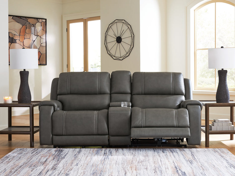 5Z - Pittson Power Reclining Sectional Loveseat with Console - Valley Furniture (Rohnert Park, CA)