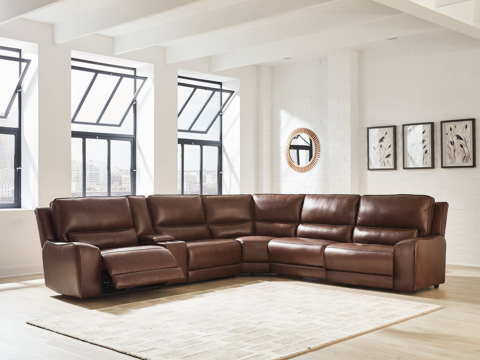DeepWakes Reclining Sectional with Storage Console - Valley Furniture (Rohnert Park, CA)